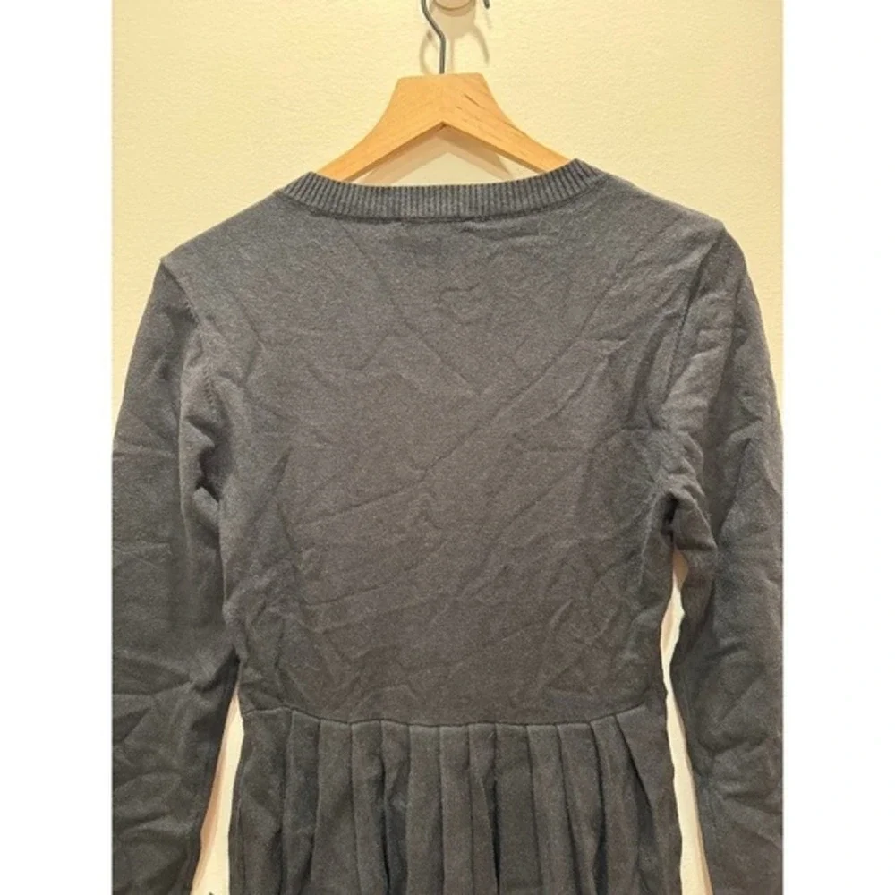 Lulus Black Ribbed Knit Button Front Pleated Skirt Dress Size M - Picture 8 of 15